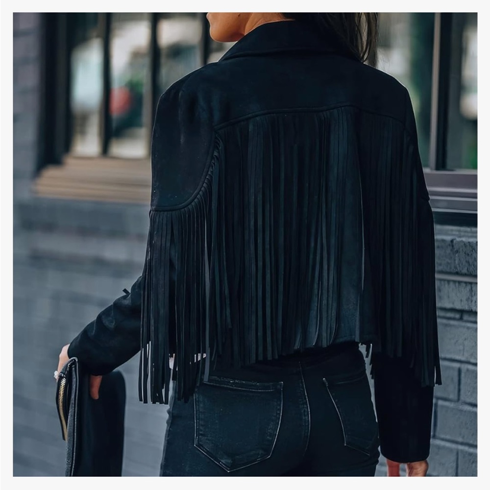 Fringed Black Suede Jacket